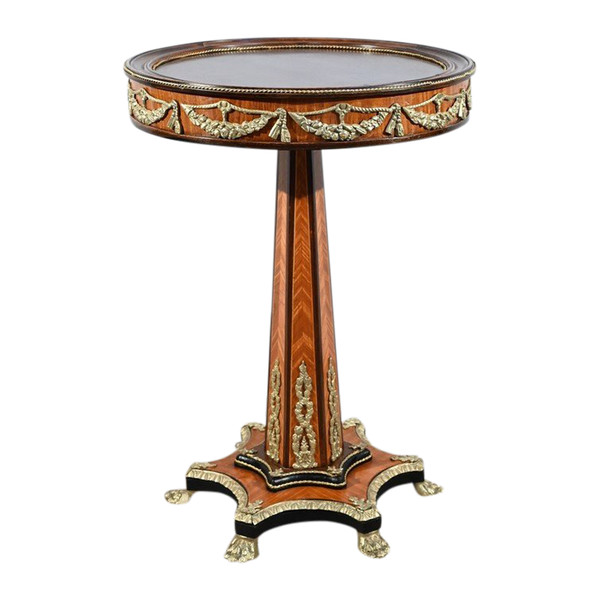 Precious Wood Pedestal table, Restoration style, Napoleon III period - Mid-19th century