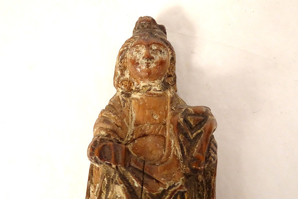 Small Sculpture Virgin and Child Carved Boxwood 17th Century