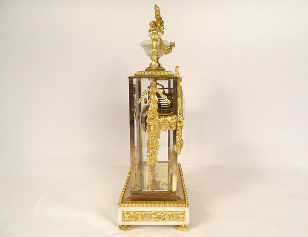 Orologio a gabbia Luigi XVI in marmo bianco e bronzo dorato Coppa Napoleone III XIX secolo