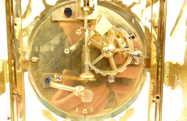 Orologio a gabbia Luigi XVI in marmo bianco e bronzo dorato Coppa Napoleone III XIX secolo