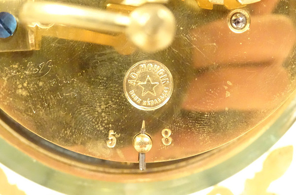 Orologio a gabbia Luigi XVI in marmo bianco e bronzo dorato Coppa Napoleone III XIX secolo