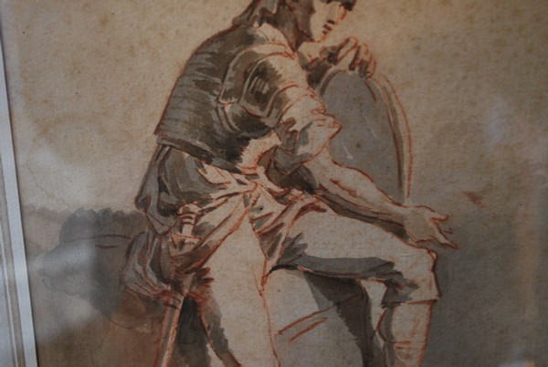 Disegno italiano del XVIII secolo, Uomo con scudo