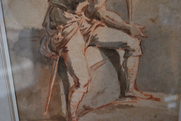 Disegno italiano del XVIII secolo, Uomo con scudo