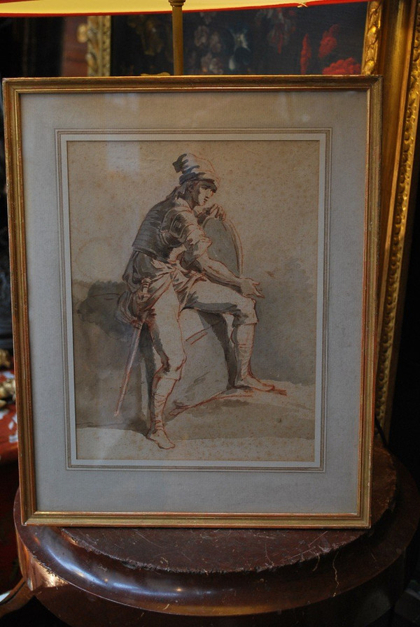 Disegno italiano del XVIII secolo, Uomo con scudo