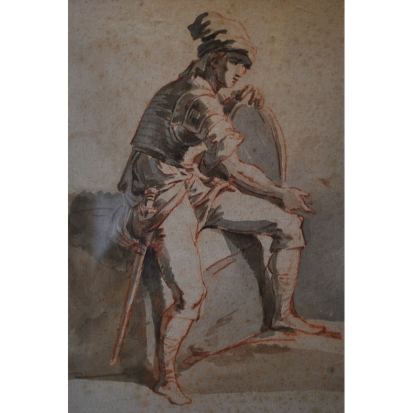 Disegno italiano del XVIII secolo, Uomo con scudo