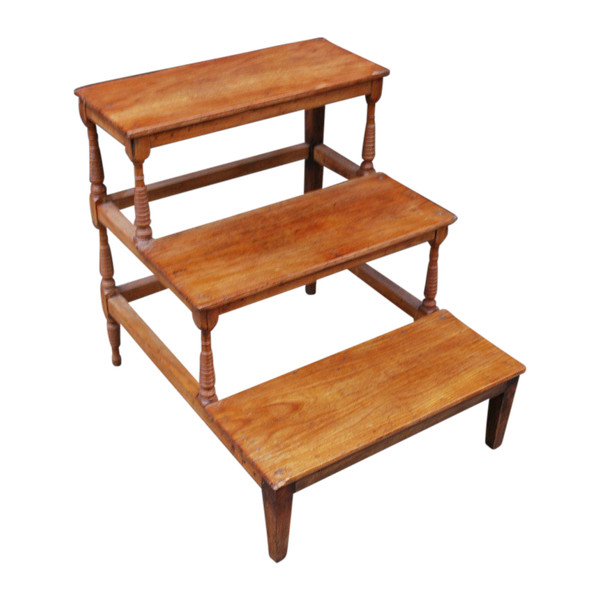 Library Step Stool In Natural Wood, 19th Century