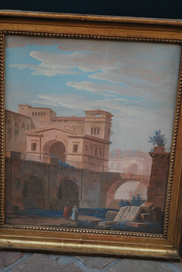 Gouachelandschaft Italien, Dubois-Drahonnet