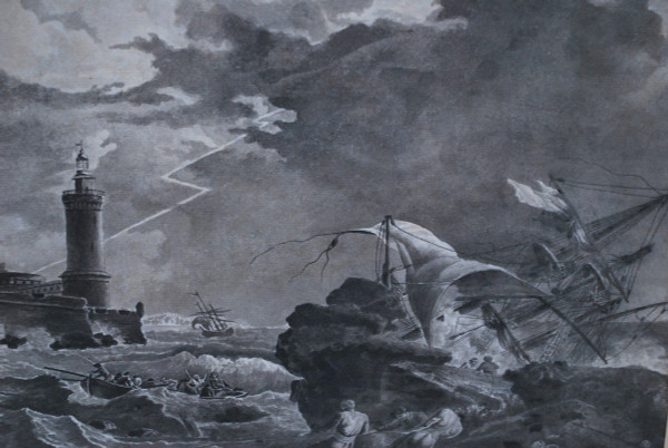 Drawing , Joseph Vernet: Storm and shipwreck