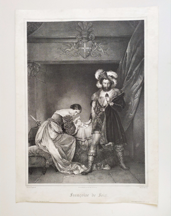  Lithograph Françoise De Foix After Fragonard 19th C Old Print