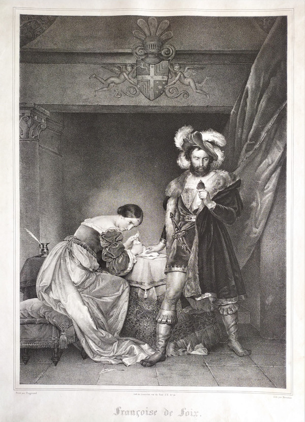  Lithograph Françoise De Foix After Fragonard 19th C Old Print