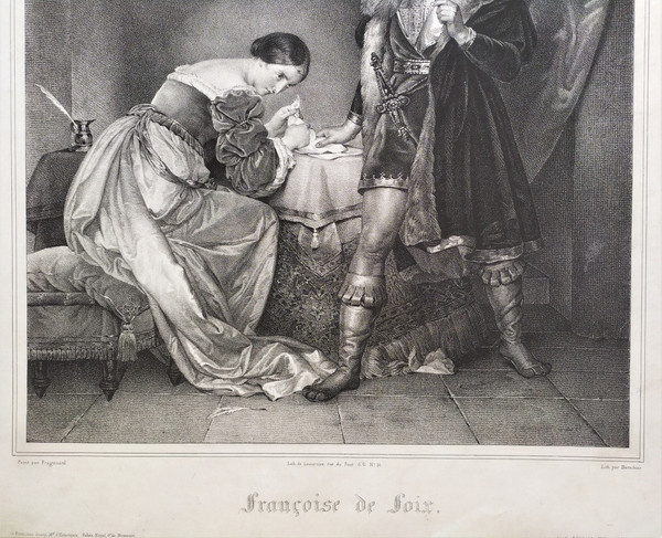  Lithograph Françoise De Foix After Fragonard 19th C Old Print