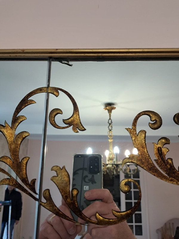 Large Bistro mirror - Brasserie Art Nouveau églomisé