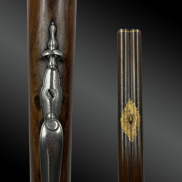JAGDGEWEHR, doppelter Feuerstein, signiert LEPAGE in Paris, Frankreich, Anfang XIX.