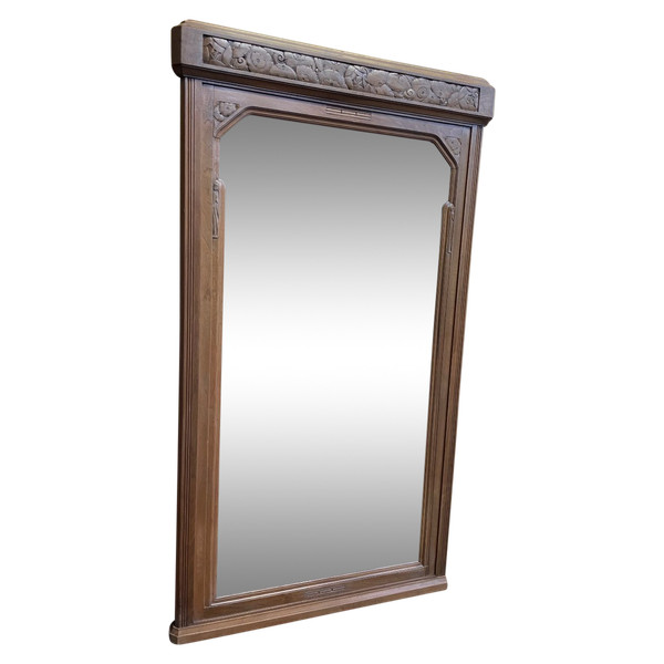 Miroir époque Art Déco En Noyer Sculpté