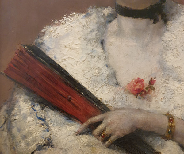 François MARTIN-KAVEL - Portrait d'une élégante avec un éventail 