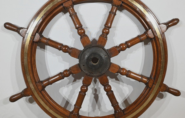 Barre à Roue de Bateau en Teck – Fin XIXe
