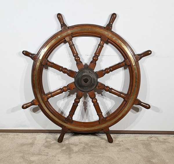 Barre à Roue de Bateau en Teck – Fin XIXe