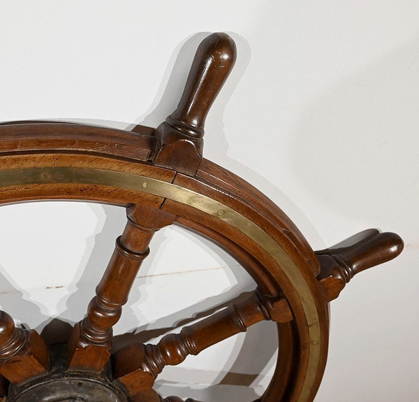 Barre à Roue de Bateau en Teck – Fin XIXe