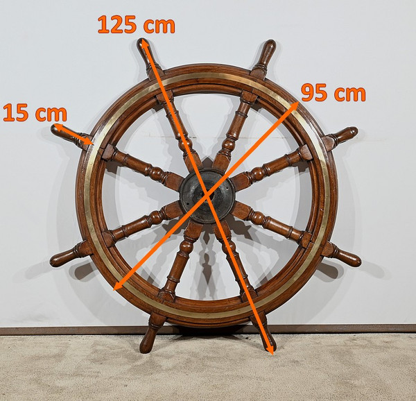 Barre à Roue de Bateau en Teck – Fin XIXe