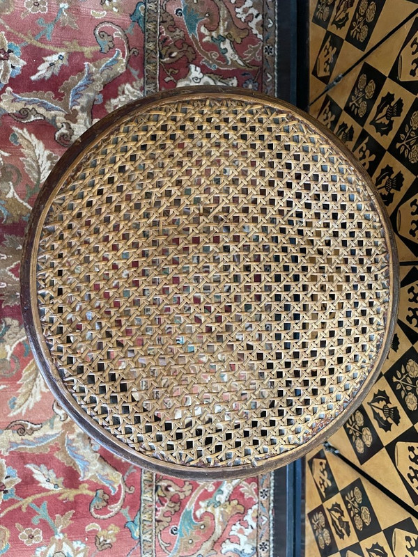 Hoher Barhocker aus Rohrgeflecht von Thonet