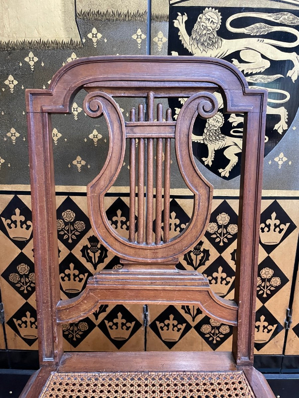 Suite De 8 Chaises De Style Louis XVI « lyre » en cannage