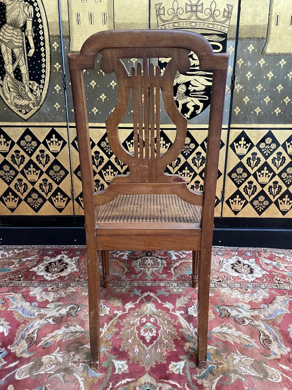 Suite De 8 Chaises De Style Louis XVI « lyre » en cannage