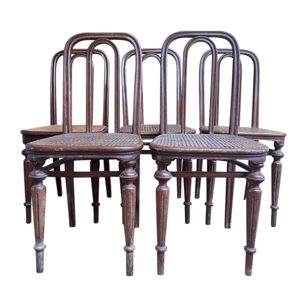 Suite Of 5 Thonet Cane Chairs