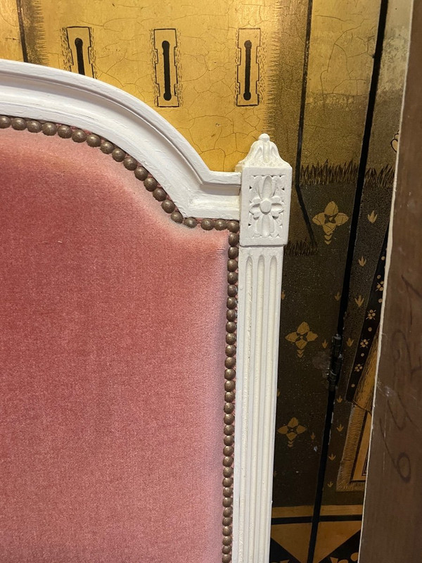 Letto Luigi XVI in velluto rosa