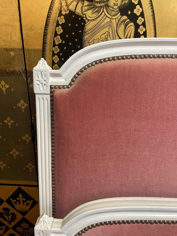 Letto Luigi XVI in velluto rosa