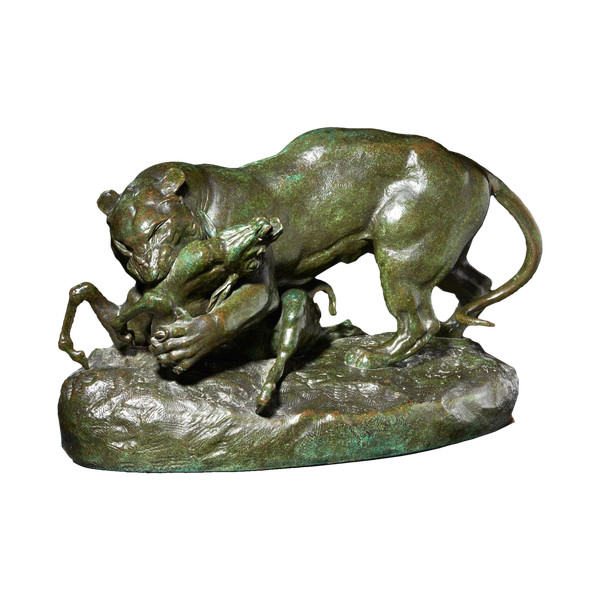 Tigre che sorprende un'antilope (terrazza senza profilo) - Antoine-Louis Barye (1796-1875)