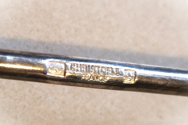12 silver-plated knife-holders Perles orfèvrerie Christofle model