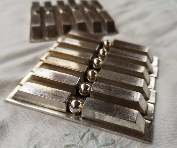 12 art deco silver-plated knife-holders by Lagarde et Fortin (Saint Médard, France)