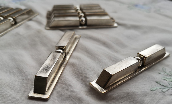 12 art deco silver-plated knife-holders by Lagarde et Fortin (Saint Médard, France)