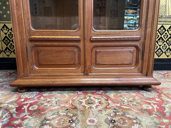 Bibliothèque - Vitrine En Chêne Massif époque Art Nouveau