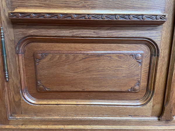 Bibliothèque - Vitrine En Chêne Massif époque Art Nouveau