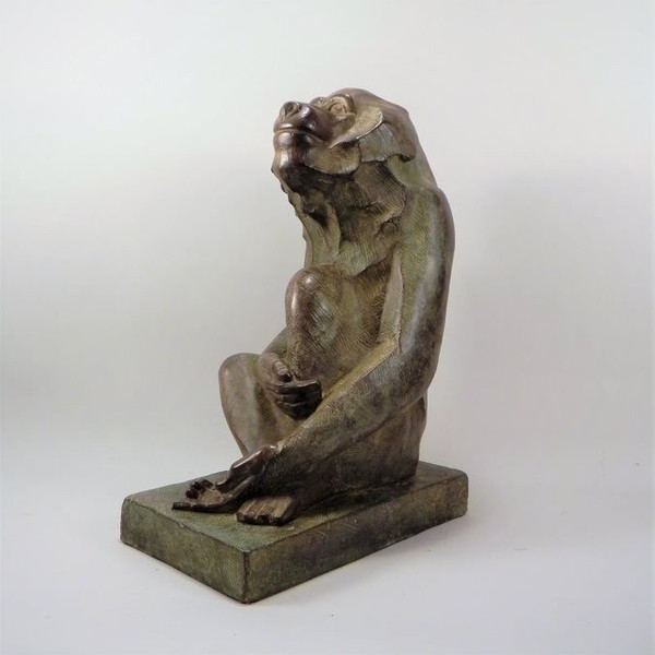 Akop GURDJAN (dopo)(1881-1948)Babbuino seduto in bronzo