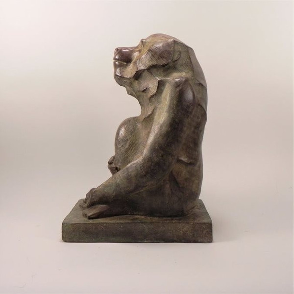 Akop GURDJAN (dopo)(1881-1948)Babbuino seduto in bronzo