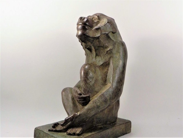 Akop GURDJAN (dopo)(1881-1948)Babbuino seduto in bronzo