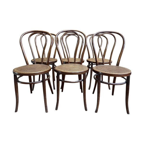 Suite De 6 Chaises De Bistrot Kohn Pas Thonet N18