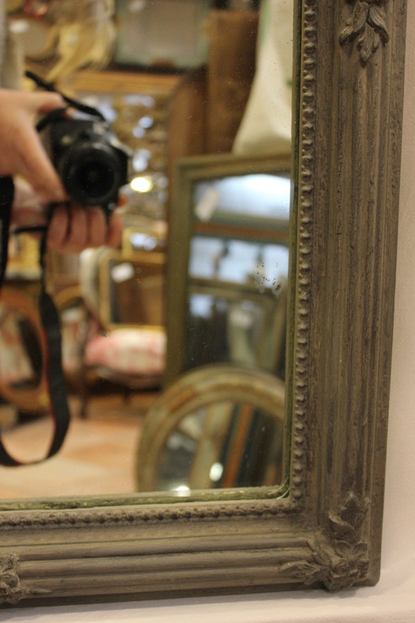 old mirror, Trumeau Louis XVI Style, Gray Tone Patina 68 X 125 Cm