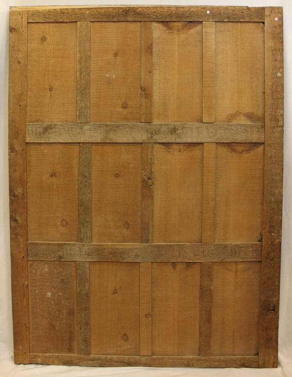 Großer antiker Kaminspiegel, Empire-Form, schwarze und goldene Patina, 113 x 153 cm