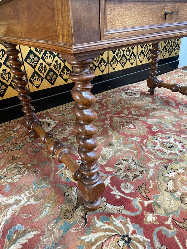 Louis XIII Style Flat Desk In Oak
