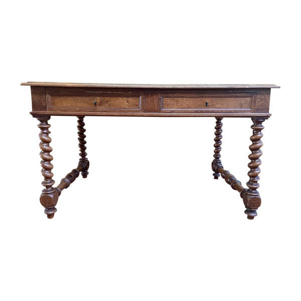 Louis XIII Style Flat Desk In Oak