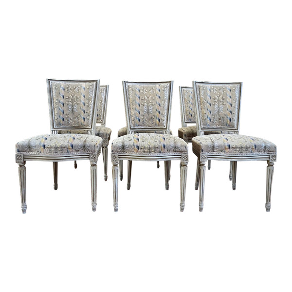 Suite De 6 Chaises De Style Louis XVI