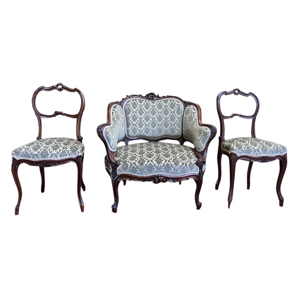Armchair - Louis XV Style Bergère And Pair Of Chairs