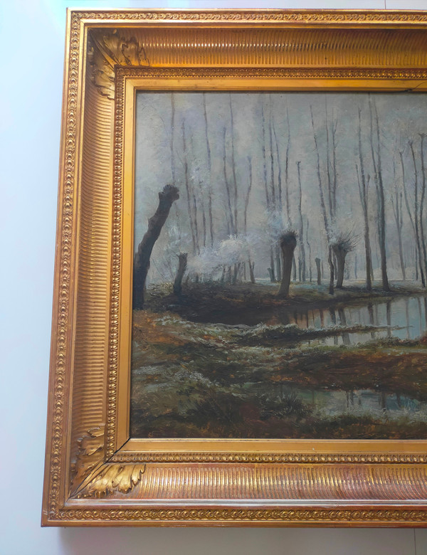 François Bonnet (1811-1894) Huile sur toile Paysage d' hiver