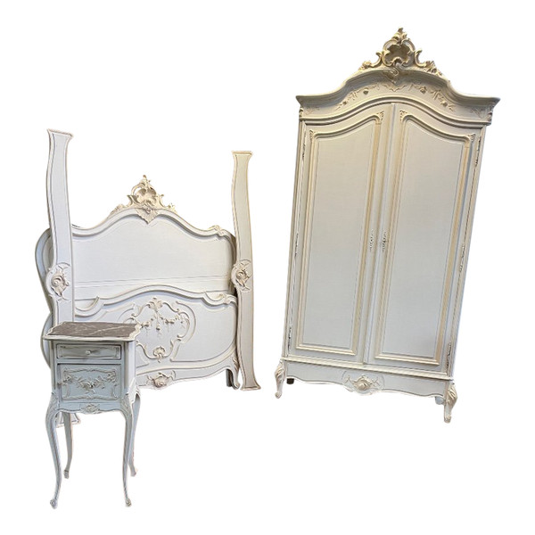 Schlafzimmer Louis XV - Bett - Schrank Und Konsole