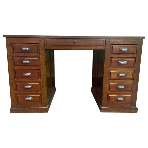 Bureau En Chêne Administratif à Caissons