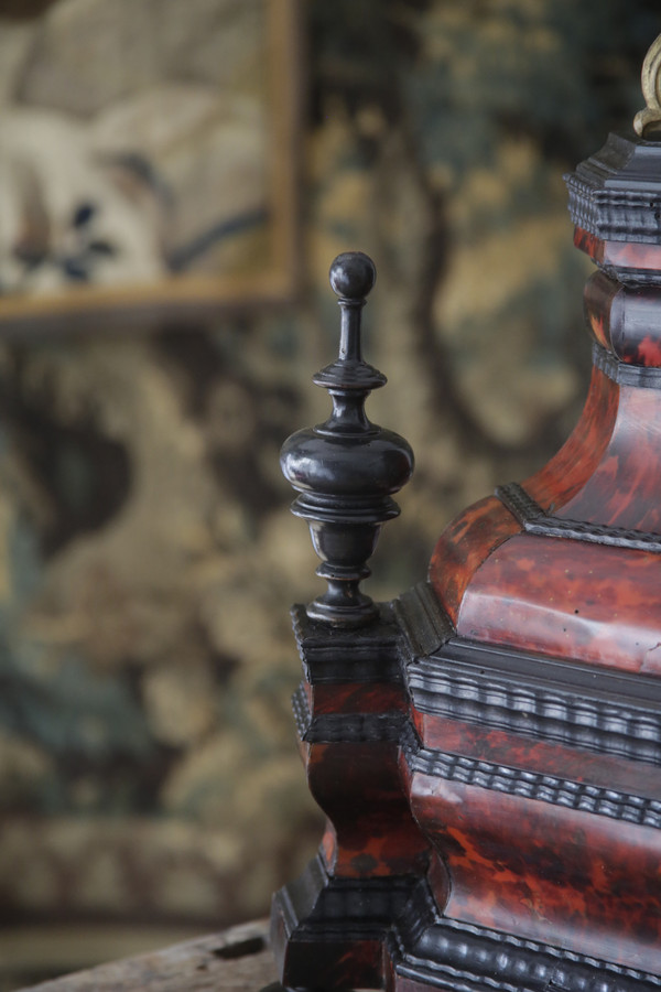 18th century style altar cross in blackened wood and tortoise shells