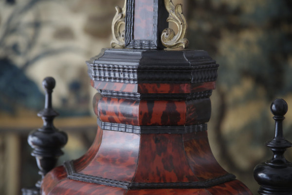 18th century style altar cross in blackened wood and tortoise shells